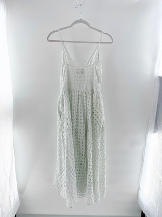 Solid & Striped Ariel Eyelet Sleeveless A-Line Midi Dress Marshmallow Medium