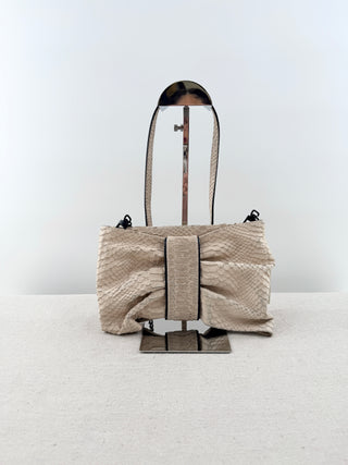 Alice & Olivia snakeskin bow design clutch bag with chain strap