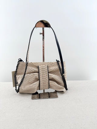 Alice & Olivia snakeskin bow design clutch bag with chain strap