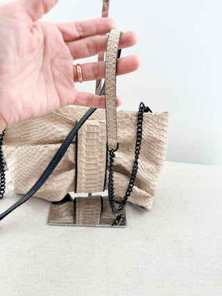 Alice & Olivia snakeskin bow design clutch bag with chain strap