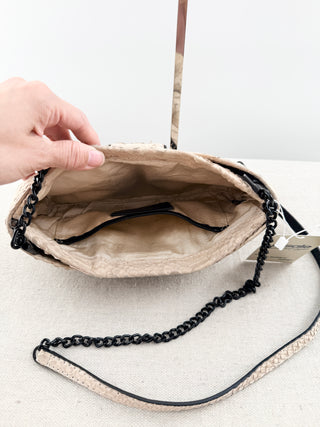 Alice & Olivia snakeskin bow design clutch bag with chain strap