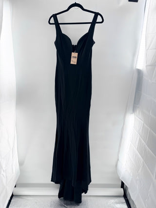 Michael Costello x Revolve Plunging Neck Maxi Formal Dress Black Women's Size S