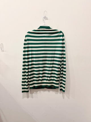 Dolce and Gabbana Striped Cardigan w/ Pineapple Sequin Embroidered Green/White L