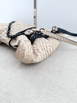 Alice & Olivia snakeskin bow design clutch bag with chain strap