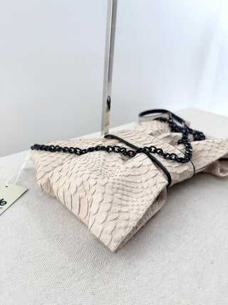 Alice & Olivia snakeskin bow design clutch bag with chain strap