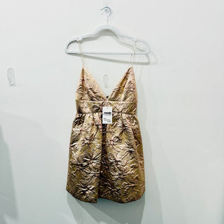 Alice & Olivia Foley Metallic Brocade Party Mini Dress Rose Gold Women's Size 4