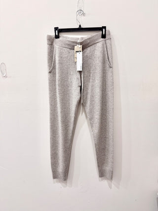 NWT Minnie Rose Cashmere Tapered Leg Jogger Pants Ecru Gray Women's Size Medium