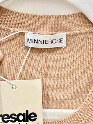 Minnie Rose Cashmere Crewneck Sleeveless Tank Top Cafe Beige Women's Size Medium