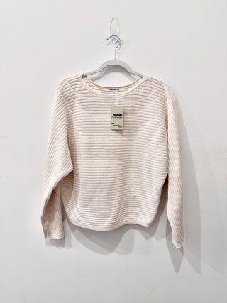 Reformation Organic Cotton Boatneck Pullover Sweater Cream Women's Size Medium