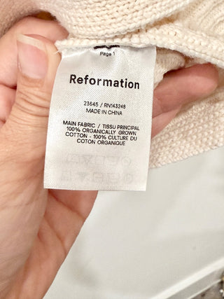 Reformation Organic Cotton Boatneck Pullover Sweater Cream Women's Size Medium