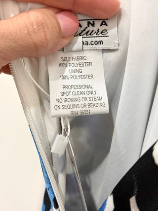 Faviana New York Halter Neck Embelished Floral Maxi Dress White/Blue Women's 4