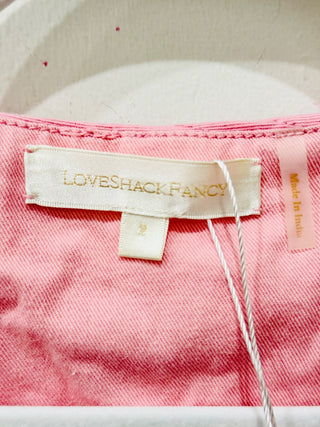 LoveShackFancy Eleora Cropped Puff Sleeve Jacket Pink Patchwork Women's Size 2