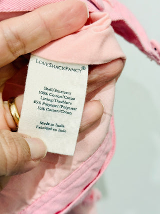 LoveShackFancy Eleora Cropped Puff Sleeve Jacket Pink Patchwork Women's Size 2