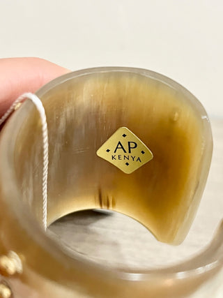 Ashley Pittman kiwiko studded cuff bracelet carved ivory, XS