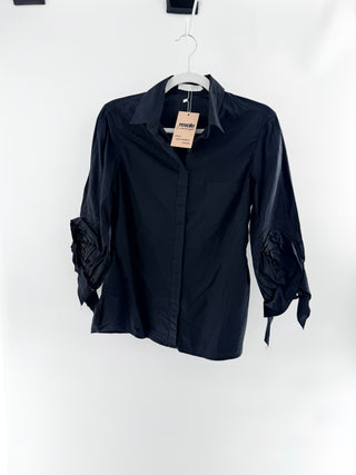 Anne Fontaine cotton blouse with styled floral detail, 42 FR / US 10
