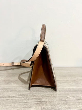 Carolina Herrera logo print leather trim bag