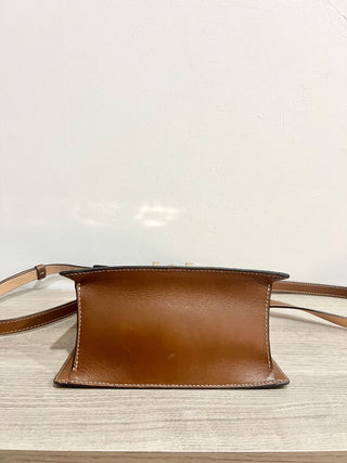 Carolina Herrera logo print leather trim bag