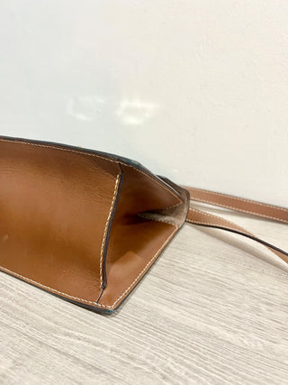 Carolina Herrera logo print leather trim bag