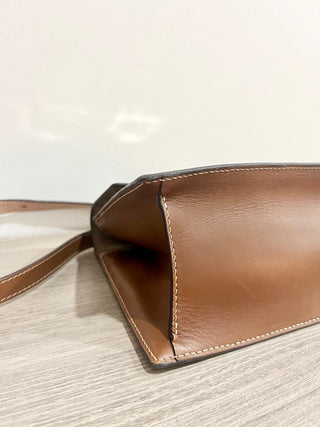 Carolina Herrera logo print leather trim bag