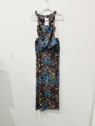 Superdown mesh pattern set top and maxi skirt semi sheer, S