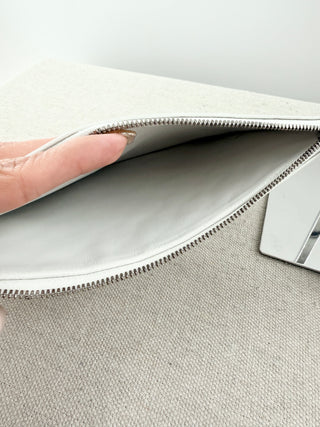Bottega Veneta zip up leather intrecciato pouch bag