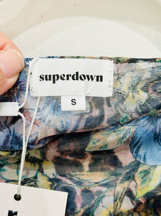 Superdown mesh pattern set top and maxi skirt semi sheer, S