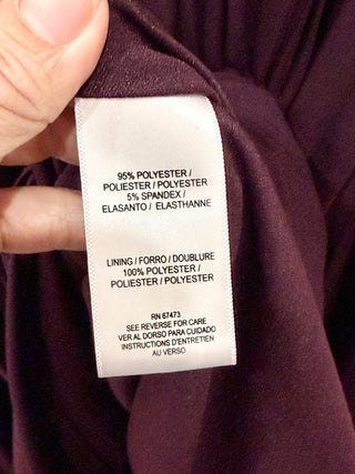 Taylor Twisted Bust V-Neck Pleated A-Line Maxi Dress Mahogany Purple Women's Size 4