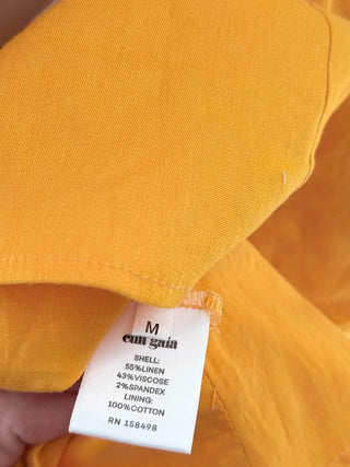 Cult Gaia Jordana Linen Sleeveless Halter A-Line Mini Dress Marigold Women's M