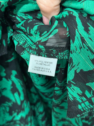 MISA print ruffle trim maxi dress, S