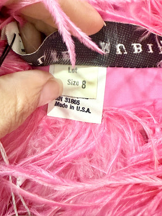 Lillie Rubin Strapless Feather Sequinned Maxi Dress Barbie Pink Women's Size 8