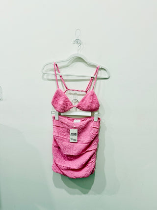Lovers and Friends textured set bra and mini skirt, S