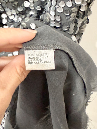 Madison Marcus Sleeveless Sequinned Minin Shift Dress Gray Women's Size Small