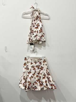 Agua Bendita 2 piece set: top and ruffle mini skirt, M