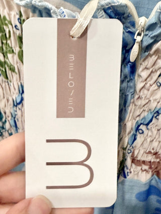 Beloved Dominique Printed Spaghetti Strap Maxi Sundress Blue Women's Size Medium