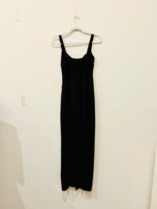Effie Kats Sleeveless Bodycon Long Maxi Dress with Sheer Panels Black Women's S