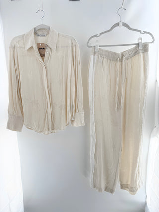 Zara Cream Button up set, M