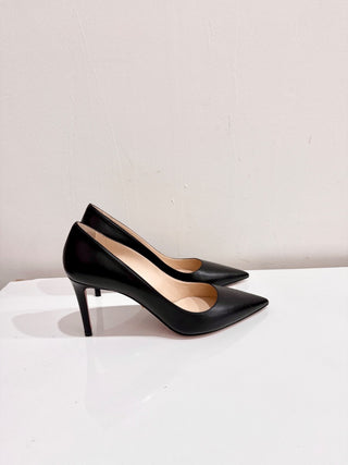 NEW Prada Leather Basic Pointed Toe Stiletto Pumps Heels Black Women's Size 40.5