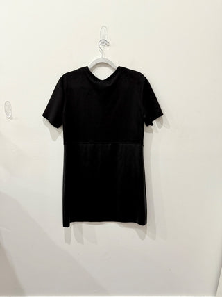 NWT Zara Combination Faux Suede Leather Mini Dress Black/Black Women's Medium