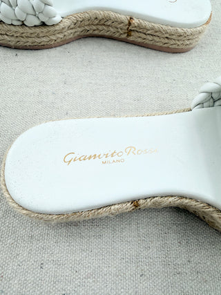 Gianvito Rossi leather braided raffia sandals, 35