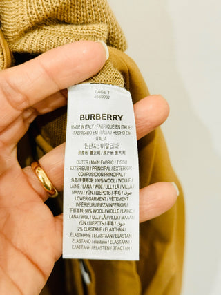 NWT Burberry 100% Wool Sleveless V-Neck Pleated A-Line Midi Dress Light Brown S