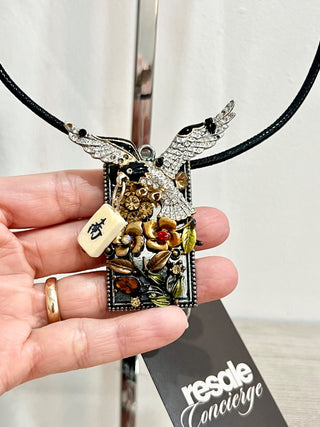 n.a. cord and crystal studded necklace
