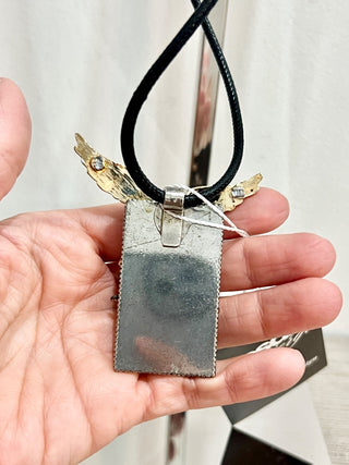 n.a. cord and crystal studded necklace