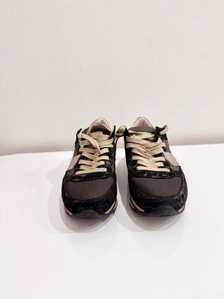 Philippe Model Paris Low Top Sneakers Shoes Metallic Olive Black Unisex EU 36