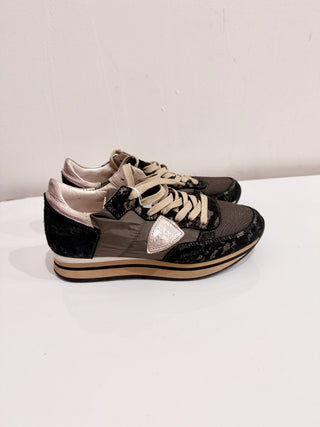 Philippe Model Paris Low Top Sneakers Shoes Metallic Olive Black Unisex EU 36
