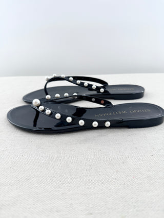 Stuart Weitzman jelly tong sandals with pearls, 9