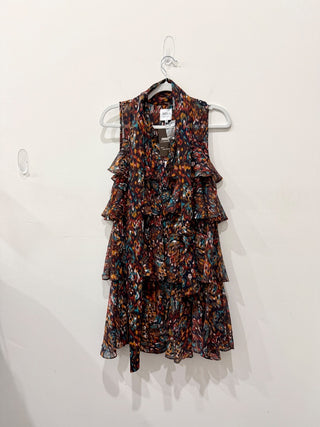 MISA sleeveless ruffle mini dress pattern, XS