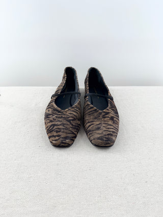 Margaux animal print suede ballet flats, 39.5