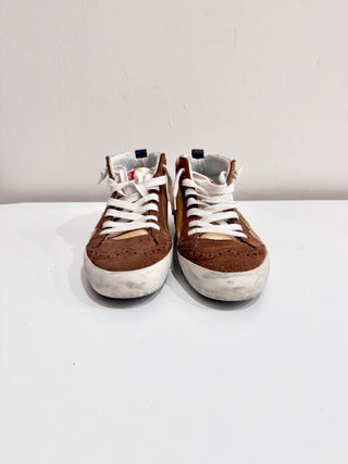 Golden Goose Midstar Skateboard Sneakers Shoes Metallic Gold Brown Women's 36