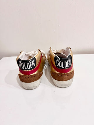 Golden Goose Midstar Skateboard Sneakers Shoes Metallic Gold Brown Women's 36