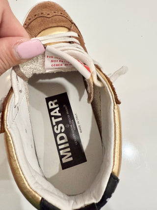 Golden Goose Midstar Skateboard Sneakers Shoes Metallic Gold Brown Women's 36